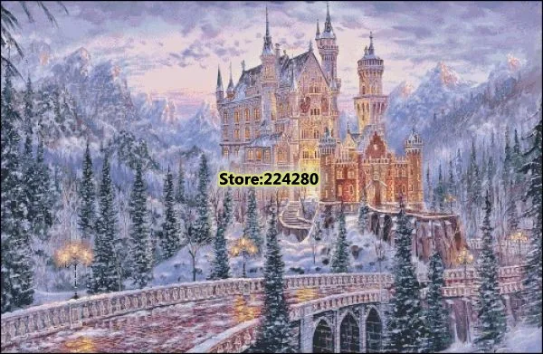 

Scenery Winter Castle Sewing Kit Needlework 16ct 14CT Canvas Unprinted Handmade Embroidery Cross Stitch Kits Set DIY Home Decor