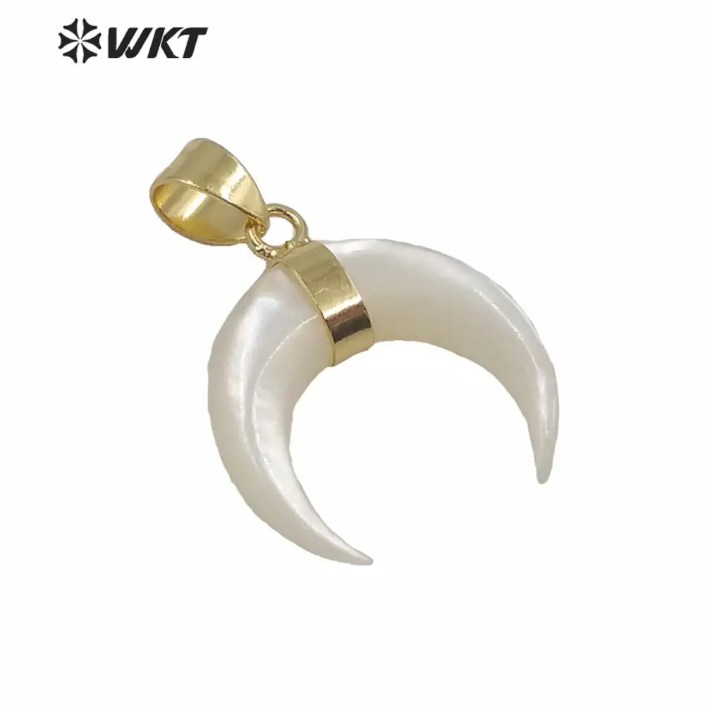 WT-JP214 WKT 2024 Popular Pendant Gold Plated Loop Crescent Shape Natural Mother Of Pearl Good Quality For Necklace Design