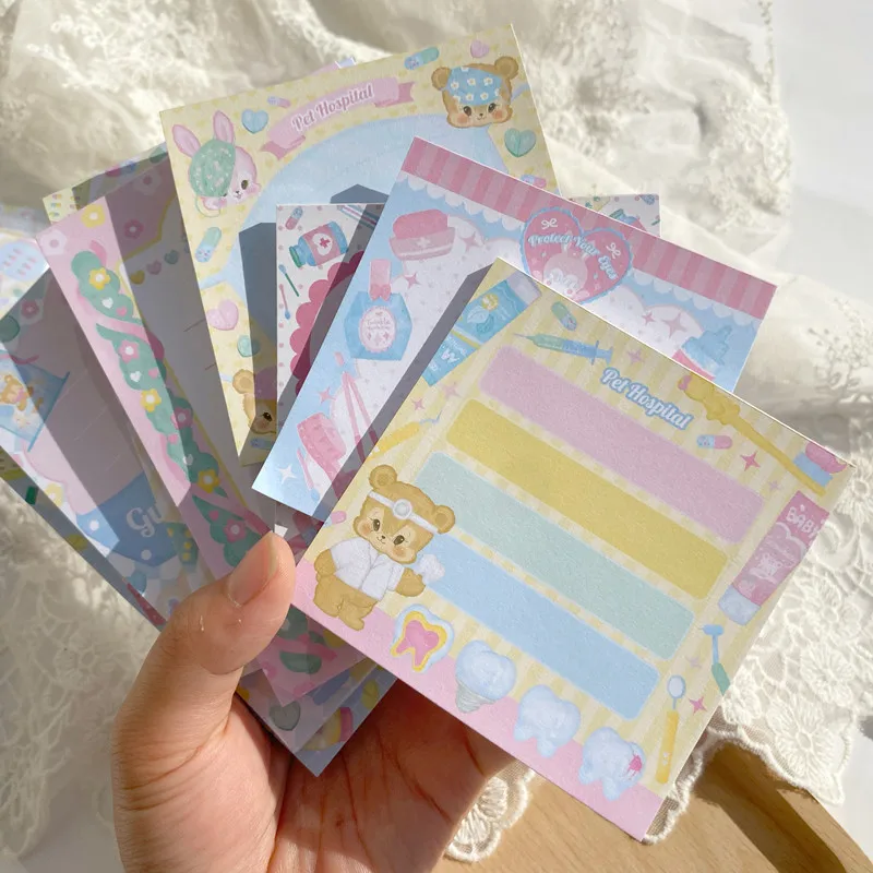 50แผ่น Kawaii สัตว์เลี้ยงโรงพยาบาล Series Memo Pad สาวไดอารี่ DIY Notes ตกแต่งโรงเรียนเครื่องเขียนโน้ตบุ๊คหมายเหตุกระดาษ