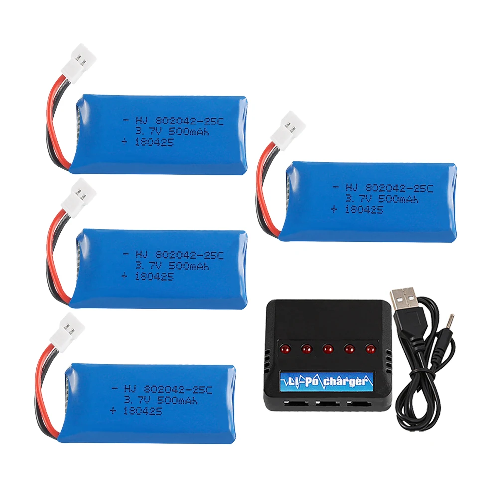 3.7V 500mah 802042 Lipo Battery For Udi U816A U941 U927 H43 Wifi818 JXD385 H107 V252 F186 RC Drone Spare Parts 2PCS To 5PCS