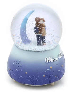 White Moon Winter Tale Big size Snow Globe Luminous Musical