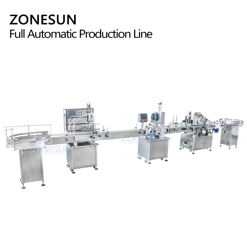 ZONESUN ZS-FAL180P10 Full Automatic Filling Capping Labeling Machine 4 Heads Cosmetic Sticker Labels Packaging Inkjet Printer