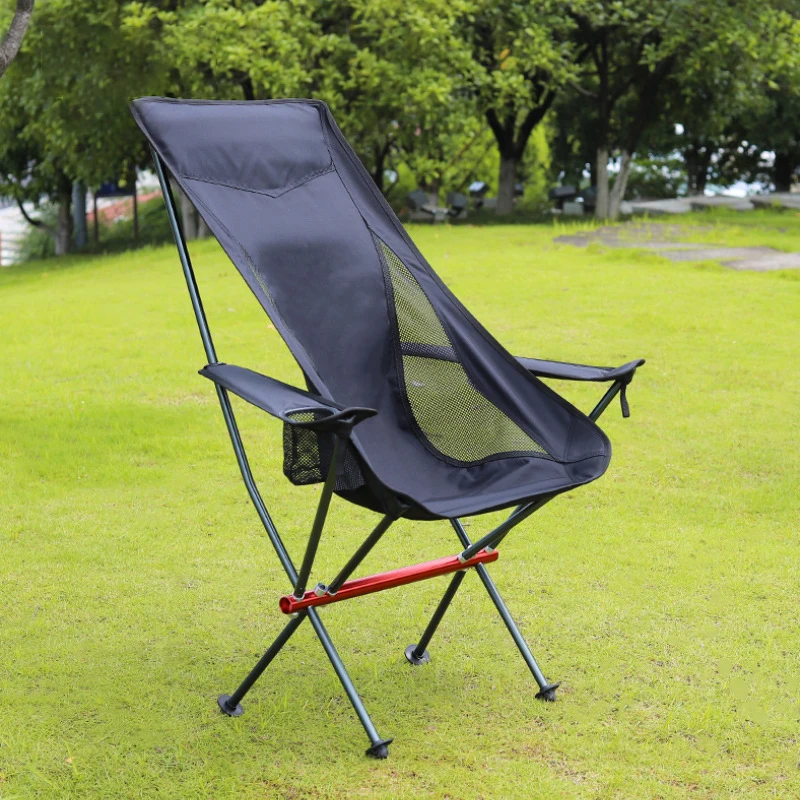 Portable Folding Armchair Ultralight Outdoor Folding Camping Chair With Armrests Aluminum Alloy Fishing Chair Picnic Beach Chair