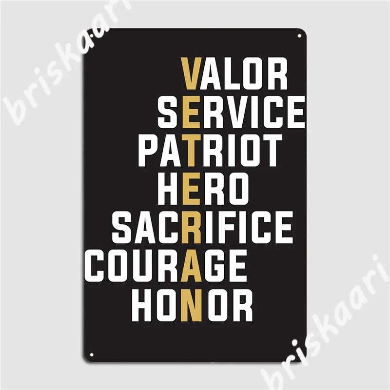 Veteran Valor Metal Plaque Poster Wall Decor Cinema Designing Cinema Living Room Tin Sign Poster