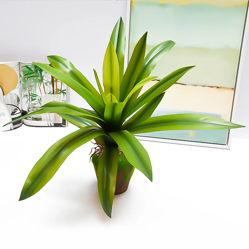 

Large Artificial Plants Branch Tropical Cymbidium Leaves PU Air Plant Real Touch Agave Branch For Home Desk Wedding Floral Decor