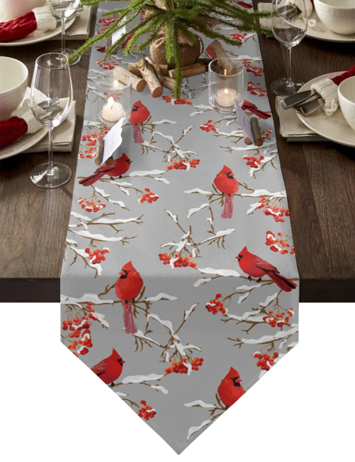 Christmas Winter Red Robin Table Runner Placemat Coaster Table Desktop Decorative Christmas Decoration For Home New Year's Gift