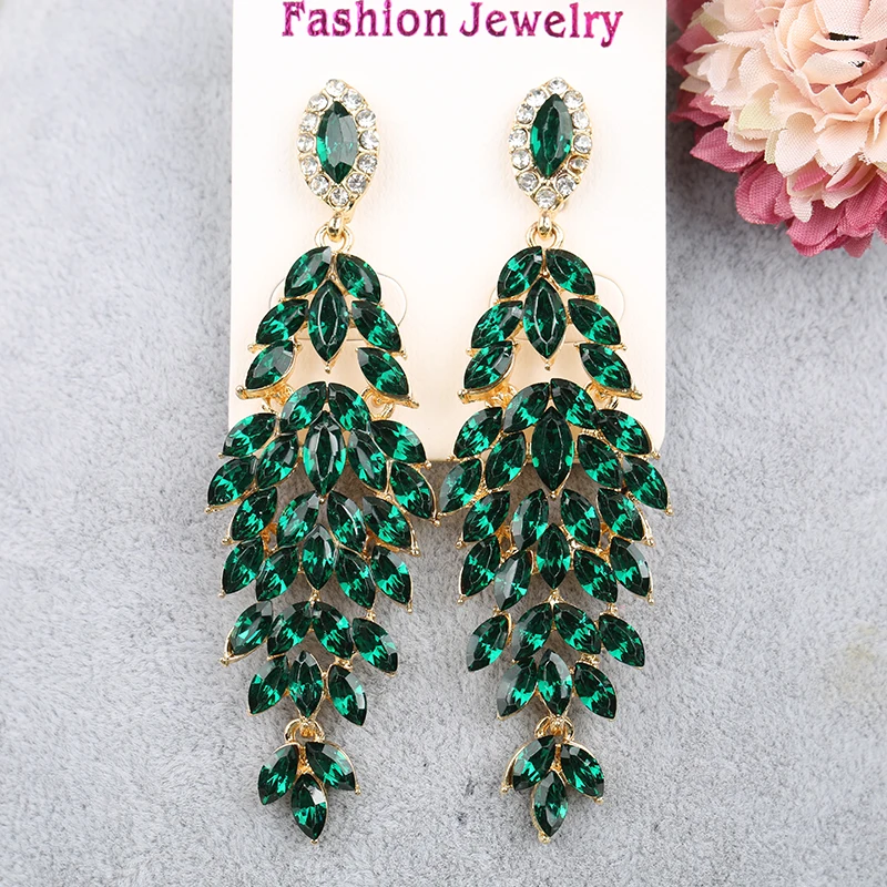 VEYO Luxury Long Crystal Drop Earrings Bridal Wedding Party Dress Dangle Earrings for Women Fashion Jewelry Gift