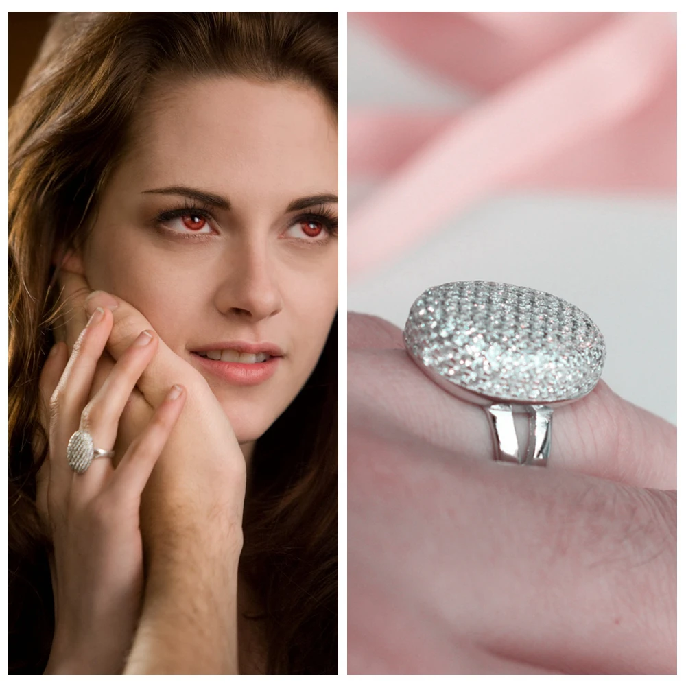 925 Sterling Silver Movie “Twilight” Bella\'s Wedding Ring Engagement Jewelry Full Drill