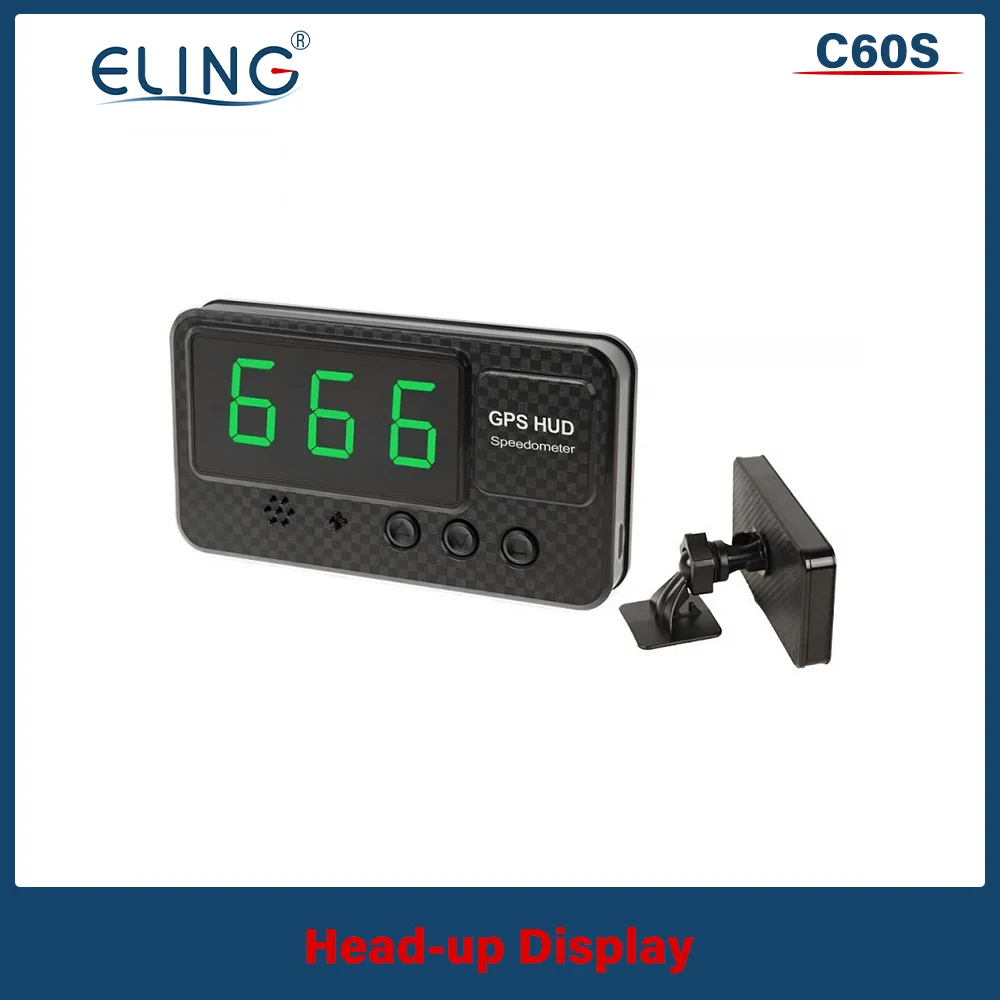 ELING Universal GPS Head Up Display Speedometer Odometer Digital Speed Display MPH Over Speed Alarm Clock C60 C60S