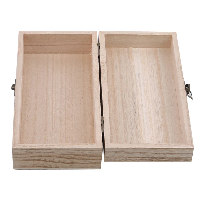 Home Storage Box Natural Wooden With Lid Golden Lock Postcard Organizer Handmade Craft Jewelry Case Wooden Box