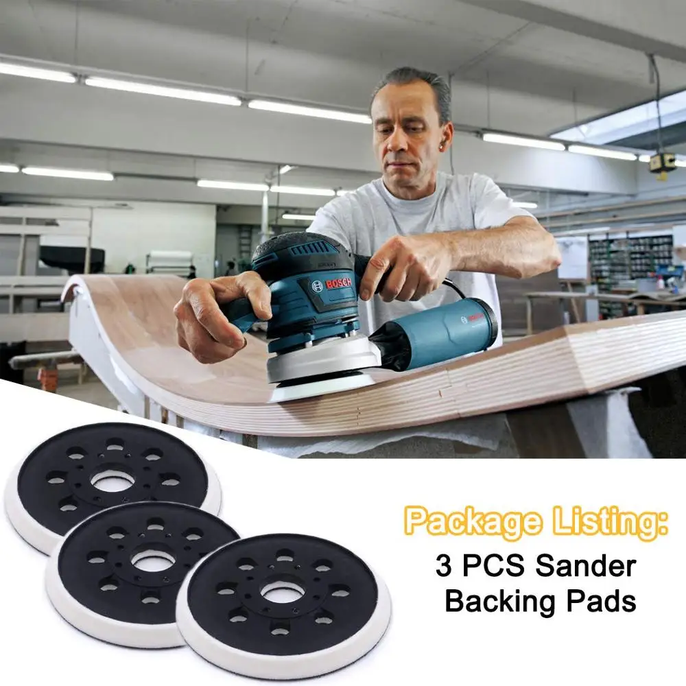 3 PCS 5 Pollici 123 MILLIMETRI 8-Hole Gancio e Anello di GEX125-1AE Levigatura Pad Levigatrice Backing Pad per la Lucidatura rettifica