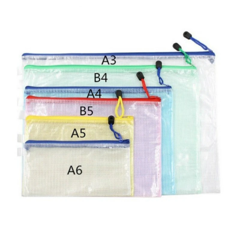 10 Pieces/Lot A3/A4/A5/A6/B4/B5 Transparent Document Storage Bag Pen Bag PVC Waterproof Zipper File Bags For Office Meeting