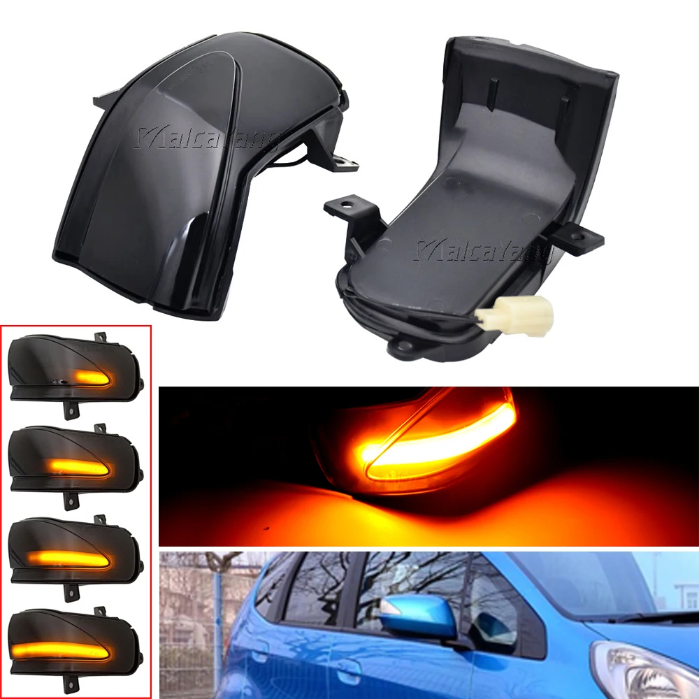 Left & Right Smoked Dynamic Led Side Wing Mirrors Turn Signal Light Indicator Lamp Blinker For Honda Insight Fit Jazz HYBRID GP