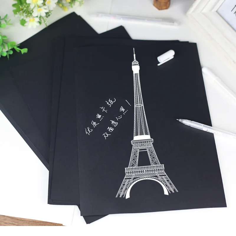 A4 Black Kraft Paper DIY Handmake Card Making Craft Paper Thick Paperboard Cardboard 180g 230g 300g 400g 20/50pcs High Quality