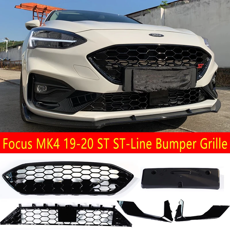 Car Front Racing Billet Upper&Lower Bumper Grille Facelift Grill For Ford Focus ST ST-Line 2019 2020 2021 MK4