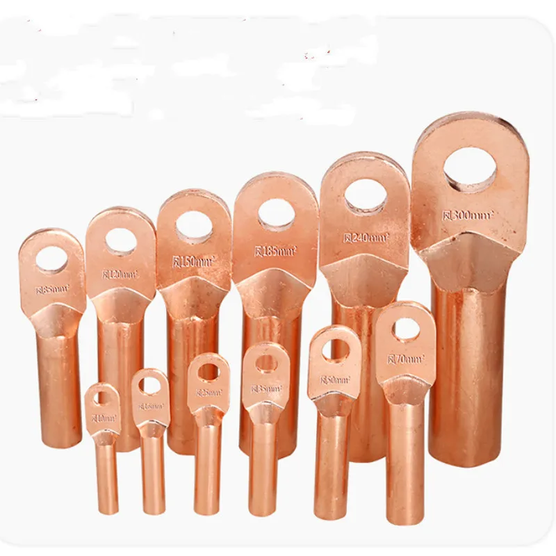 

5pcs DT-10/16/25/35/50/70/95/120/150mm Copper Terminals Wire Cable Connector Crimping Type Copper Cable Terminal Tube