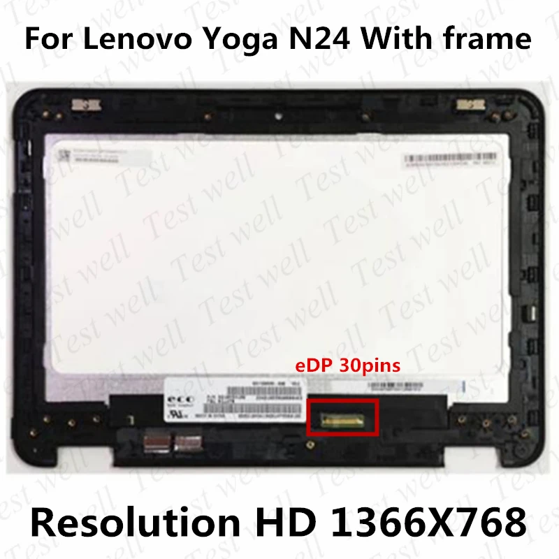 Original 11.6\'\' For Lenovo Yoga N24 LCD touch screen assembly with border B116XAN04.0 NV116WHM-N45 1366*768 HD Fully Tested