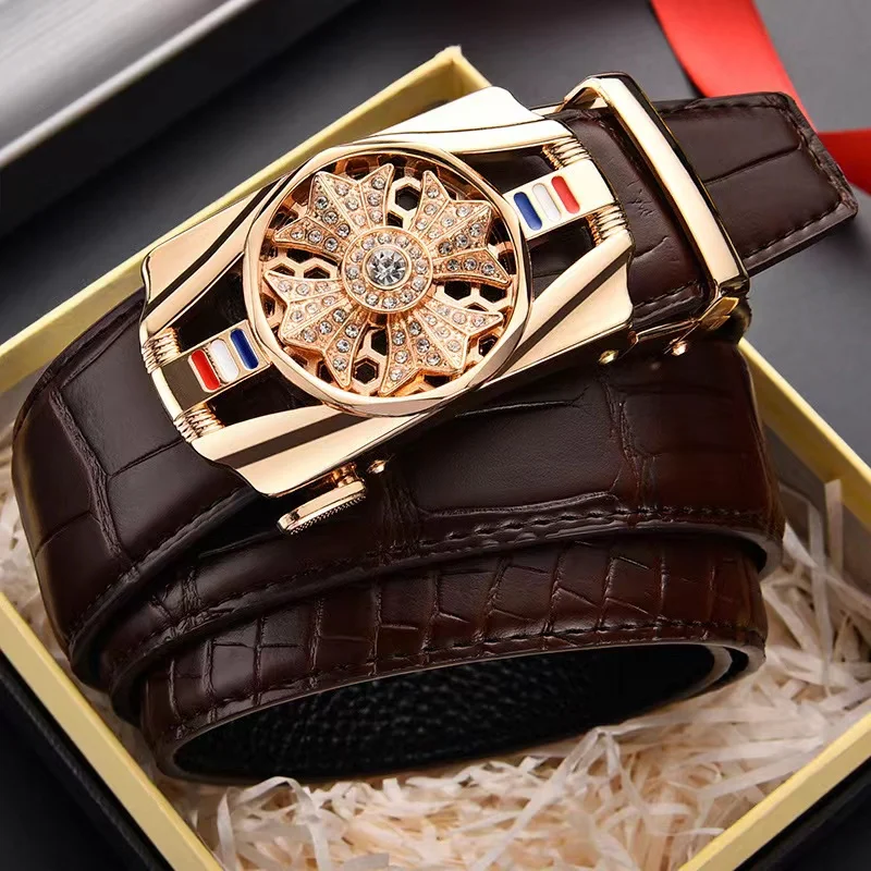 

New Arrival Mans Genuine Leather Belt Casual Leather Belt Men Luxury Brand Designs Cowhide Straps Crocodile Buckle Black Belt