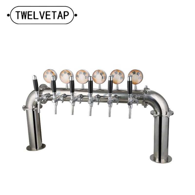 

TWELVETAP U Shape 6 lines Big Beer Column Stainless Steel Tower With 6 Taps Led Light beer Medallion Drink Filling Brewing U6