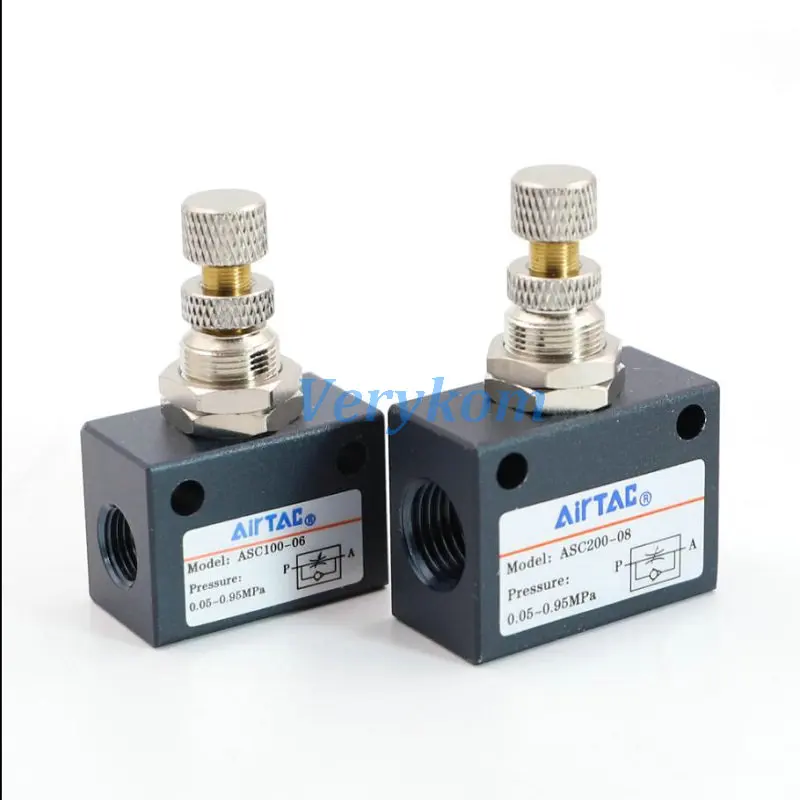 Pneumática Air Flow Control Valve, Gás Speed Control, válvula solenóide, Port, ASC100-06, ASC200-08, ASC300-10, Chuka ASC, 1/4 ", 3/8"