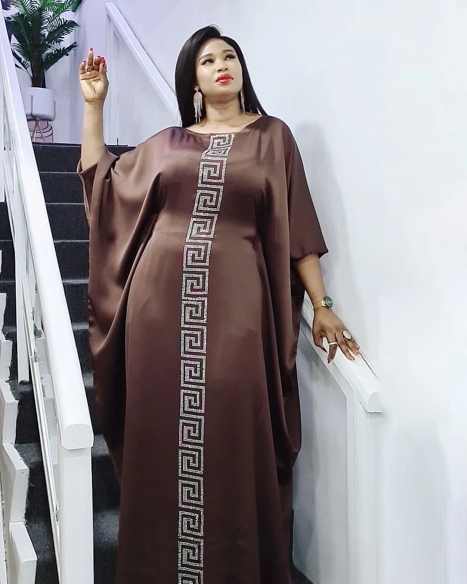 Abaya Dubai Maxi Vintage Long Sleeve Robe Gowns Muslim dress Sexy Lady Party African Design lavender Dashiki Silk Beading