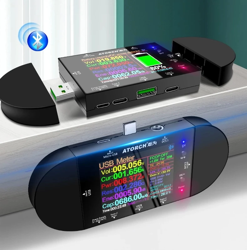 Usb type-cテスター,2.4インチdc5.5,デジタル電流計,電圧計,パワーバンク,電圧検出器,pdトリガー電気電圧計,ud24