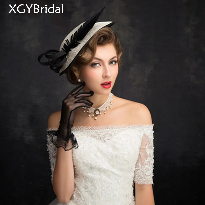 New Bridal Hat British Style Wedding Veil Feather Headdress Hair Decoration Banquet Wedding Accessories