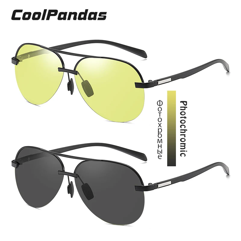 Ultra-Light Aviation Sunglasses Photochromic Polarized Glasses Men Day Night Vision Driving Goggles oculos de sol masculino