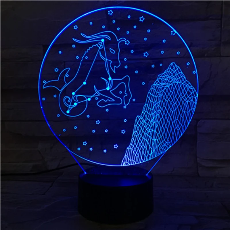 Lampada da tavolo a led a luce notturna 3D con zodiaco materornus per la decorazione della camera da letto per bambini accento illuminazione per interni puntelli decorazioni per la casa luce