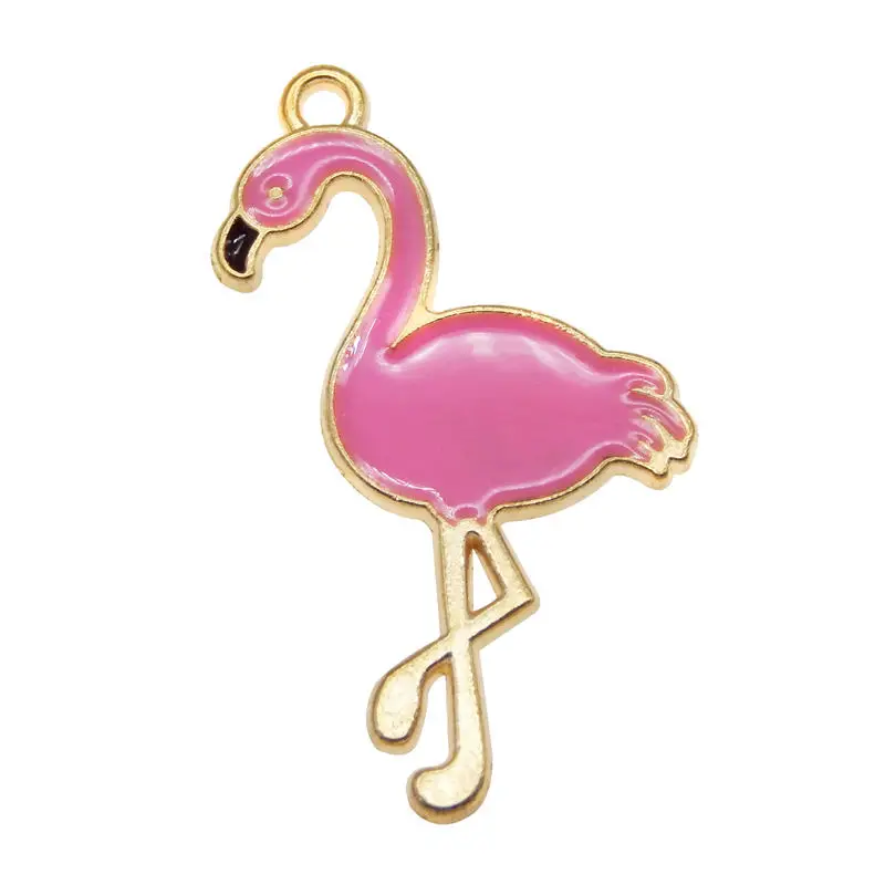 10 Pieces Alloy Flamingo Charms Squirrel Enamel Rose Pink Lovely DIY Pendant Handmade Jewelry Making Necklace Bracelet Accessory