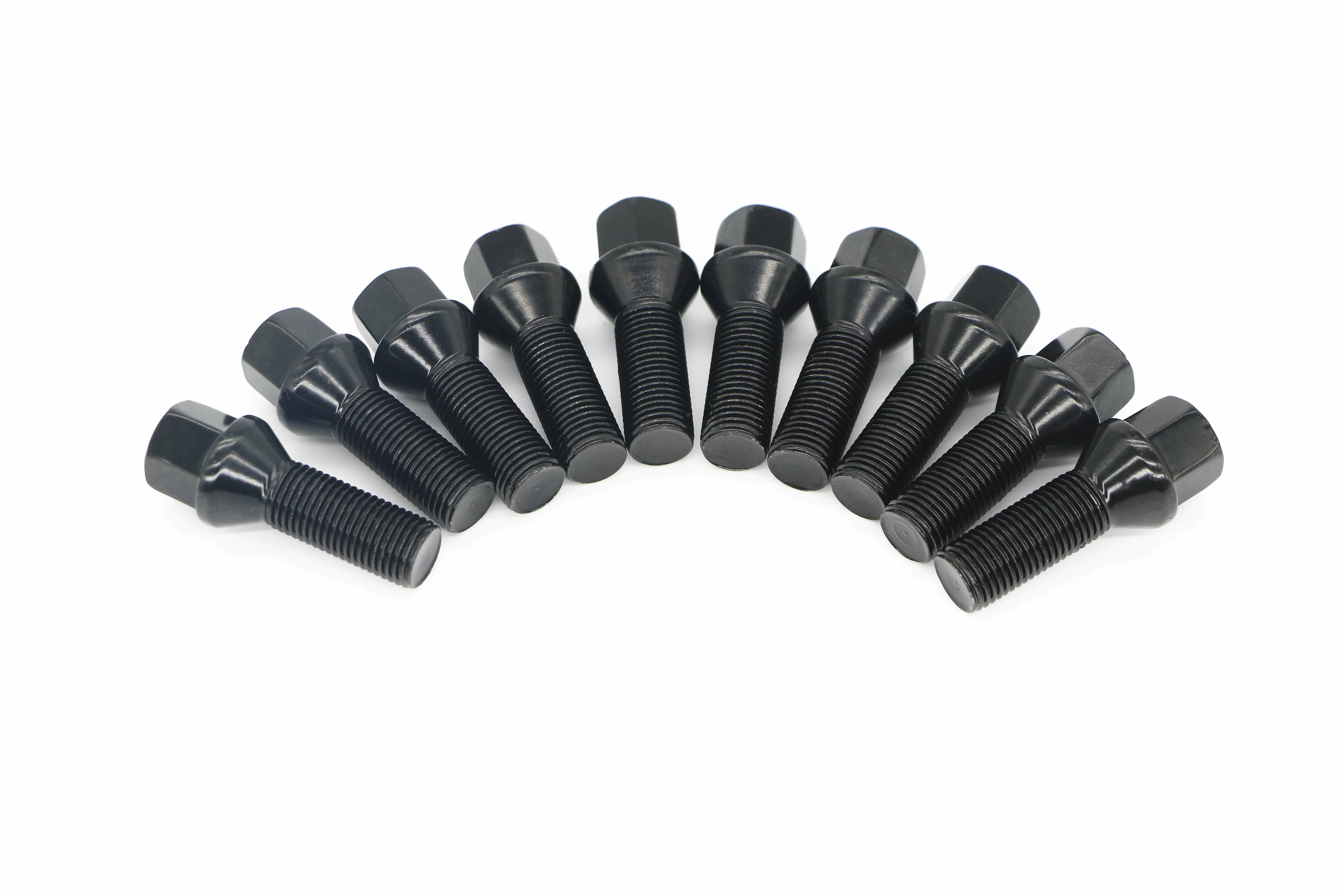 5/10/20 PCS M14x1.5 Black Wheel Lug Bolts Cone Seat Shank Length 28/32/50mm fit Audi Mercedes or More