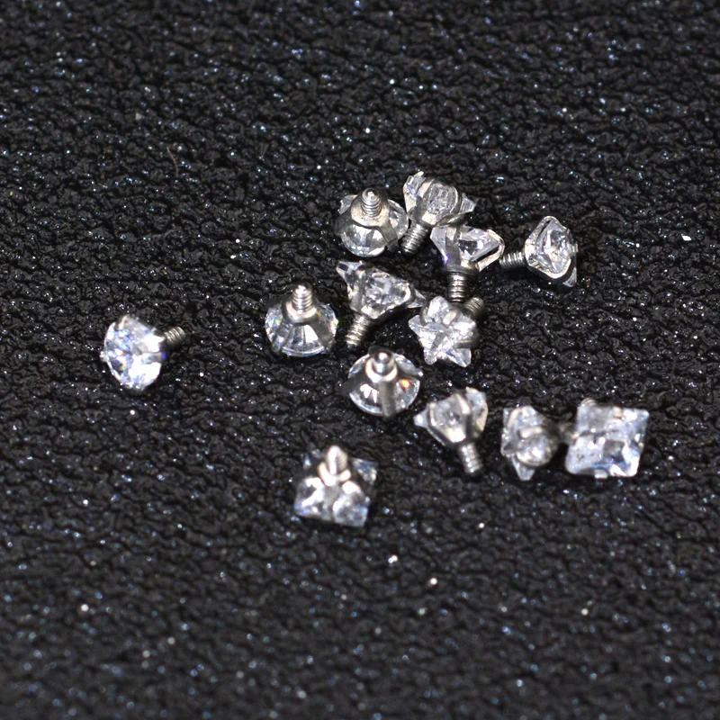 10Pcs 1.0x2-5mm Zircon Top Part For Ear Cartilage Tragus Piercing Body Jewelry DIY Component For Monore Labret Lip Stud