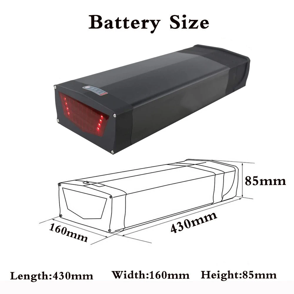 Ebike Battery Case Box Rear Rack Large Capacity Lithium Battery 117Pcs 18650 Electric Bicycle Case Akku36V 48V 52V For City Bike