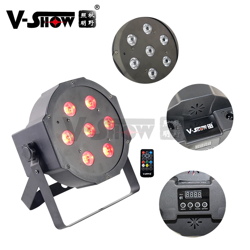 VSHOW 7x10w RGBW 4in1 Led Flat Par Light Stage Light Dmx Remote Control Dj Disco For Party Wedding Church