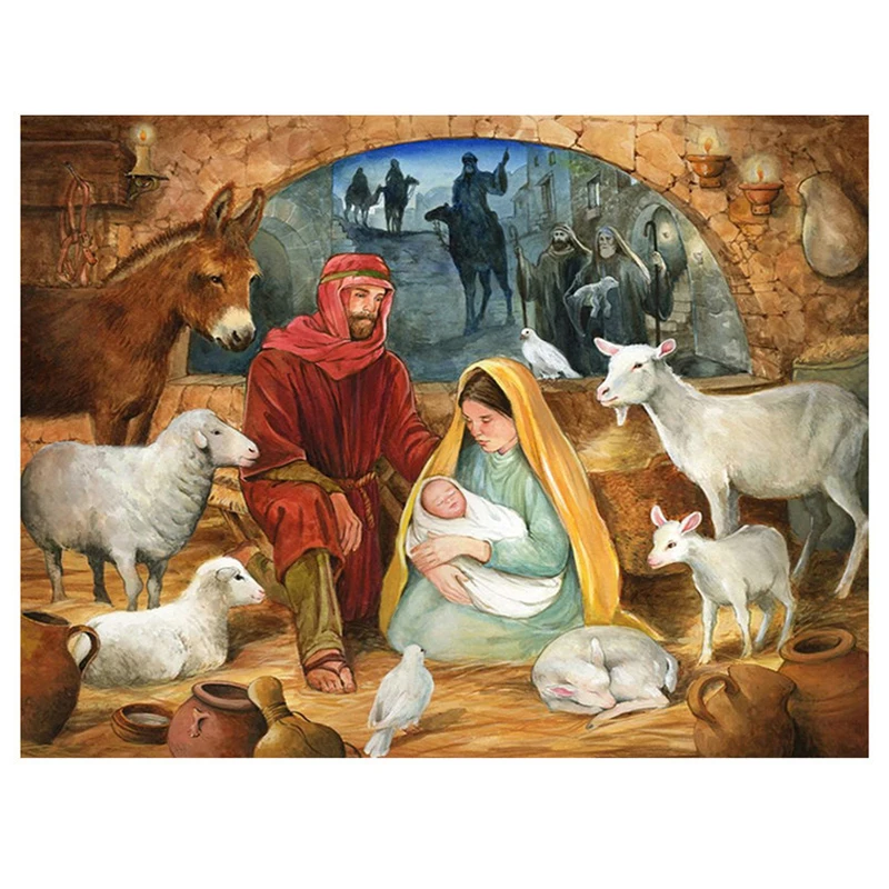 Full Square Round 5D Diy Diamond Painting Jesus newborn and deer patterns bead Embroidery Cross Stitch Rhinestones DecorZP-1956