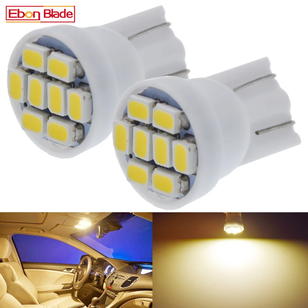 

2 шт. теплый белый T10 1210 8SMD W5W 194 168 192 автомобильный внутренний Купол Карта свет боковой клиновидный габаритный фонарь лампа автомобильный Стайлинг 4300K 12V