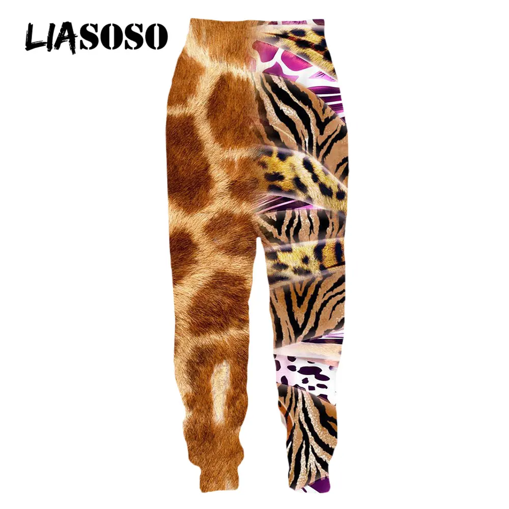 

LIASOSO 3D Print Animal Skin Tiger Snake Deer Put Together Sweatpants Casual Jogging Harajuku Trousers Women Men's Fitness Pants