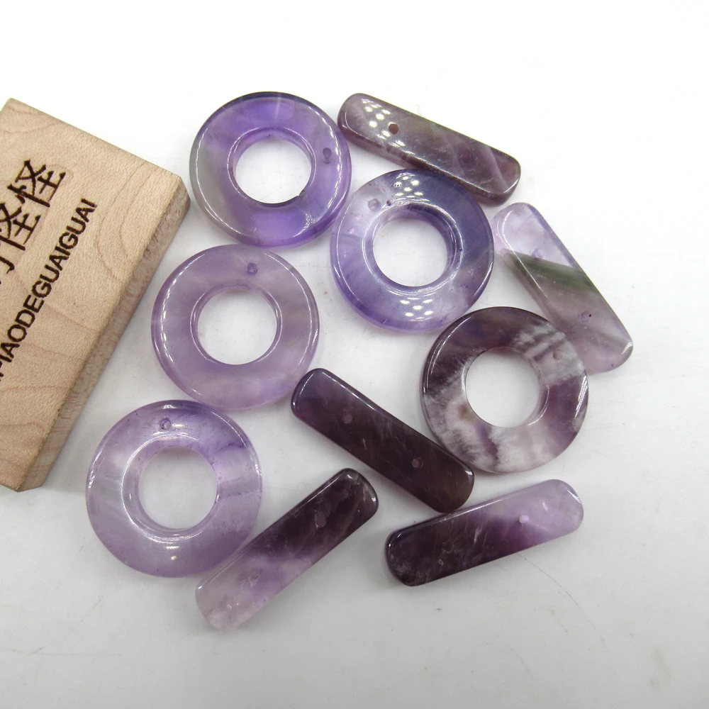 APDGG Wholesale 5PCS 25mm Natural Purple Amethyst Quartz OT Clasp For Necklace Bracelet Jewelry Making DIY