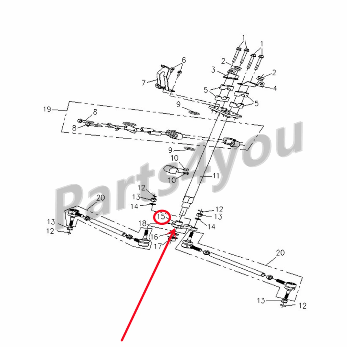 Bras de direction Pitman, pour CFmoto 500 X5 CF188 600 X6 625 CFSULX-Lander Goes 520 525 625i RL 9010-100001-A000