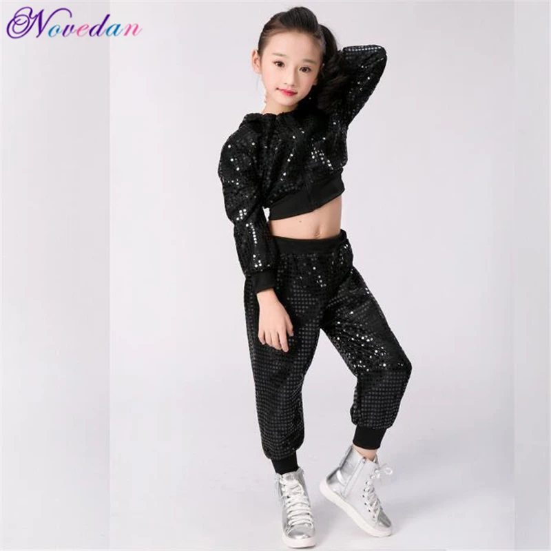 New Children Dance Costume Jazz Wear Women Girls Sequin Hip-hop Dance Jazz Kids Dance Competitions Performance Stage Clothing