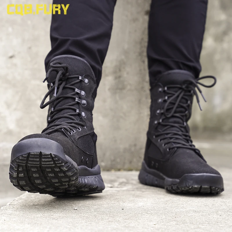 Botas de Combate Tático de Forças Especiais Masculinas, Malha Respirável, Ultra Leve, Verão, 07, Alta Ajuda