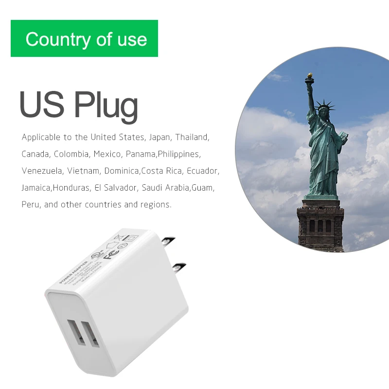 Eua viagem adaptador de parede conversor soquete japão tailândia canadá colômbia méxico plugue alimentação usb carregador para o telefone móvel 5v2a