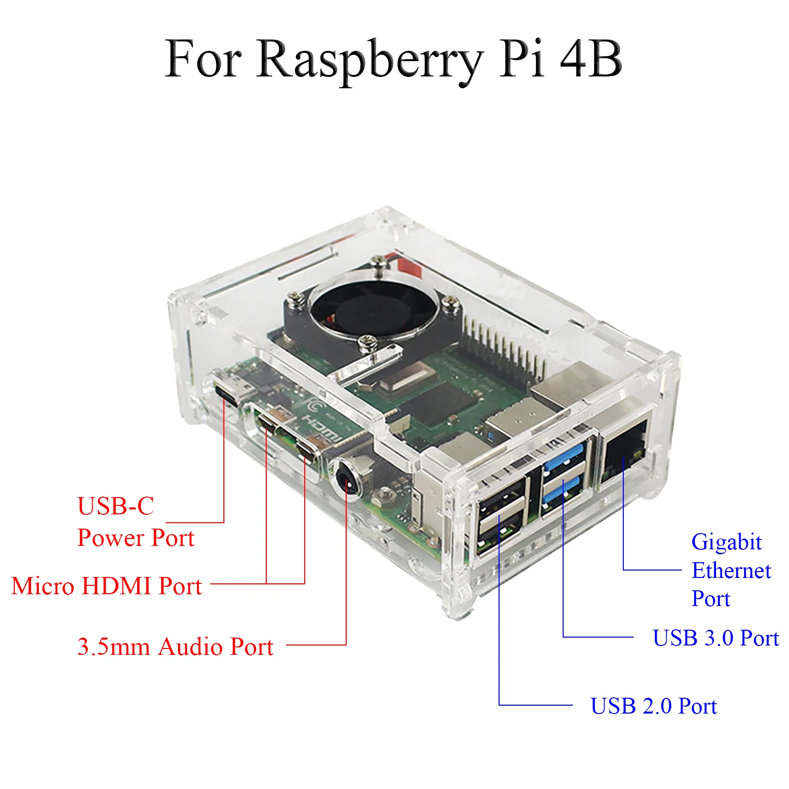 Klar Acryl Fall Abdeckung Gehäuse Box Mit Lüfter + Aluminium Kühlkörper Kit Für Raspberry Pi 4B / 3B / 3B +