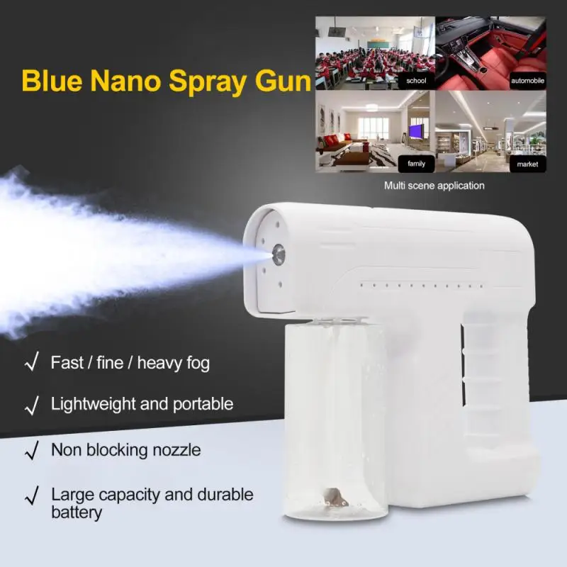 

300ml Disinfection Spray Gun Wireless Handheld Outdoor Sprayers Blue Light Nano Atomization Disinfection Gun High Quality 2021