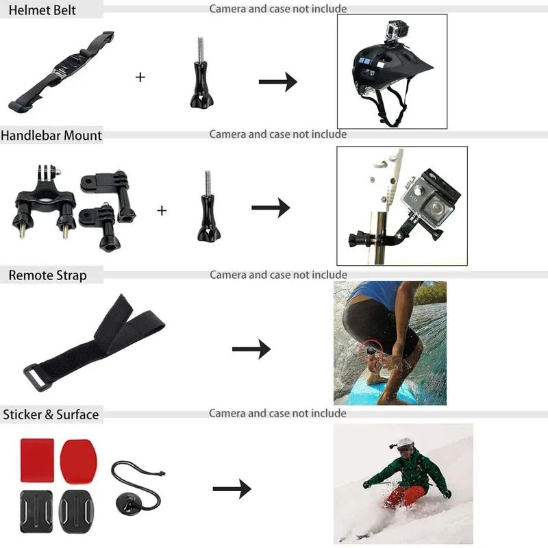 مجموعة ملحقات كاميرا الحركة لـ GoPro Hero 13 12 11 10 9 8 7 6 5 4 Session 3 Black Max Insta360 Yi 4K DJI AKASO Campark SJCAM