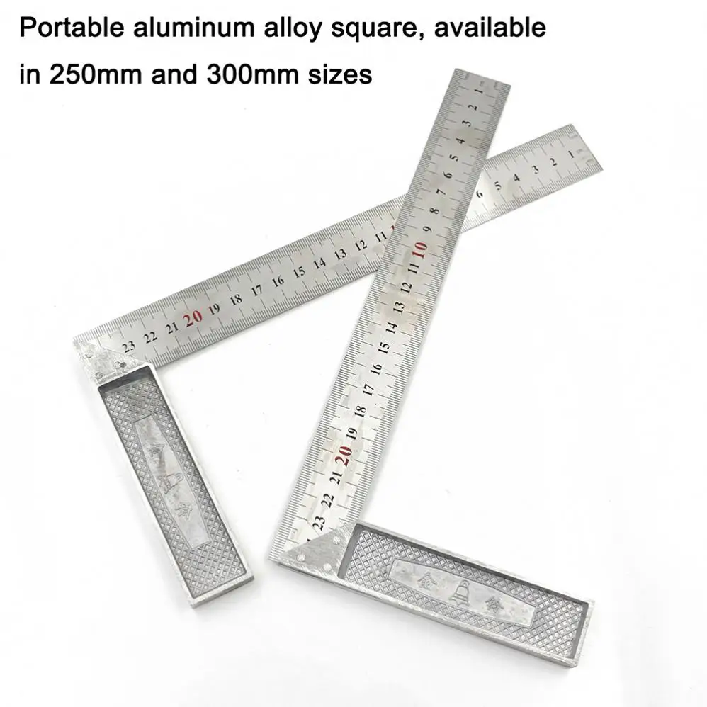 

200/250/300mm Aluminum Square Ruler Right Angle 90 Degree Turning Rule Woodworking Measuring Tool Angle Square Carpenter Ruler