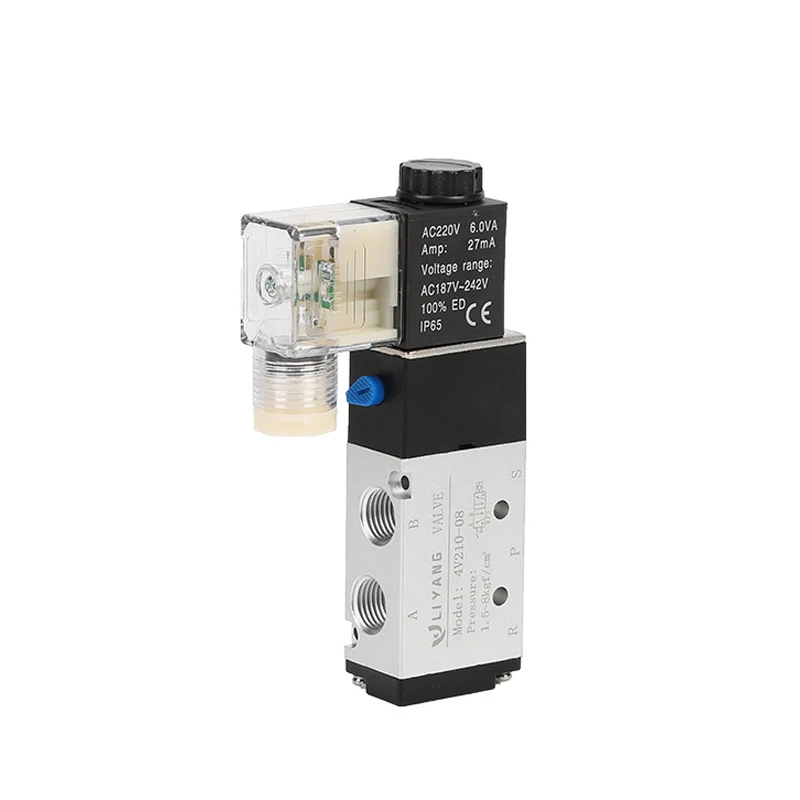 

4V210-08 пневматический Управление электромагнитный клапан 2 Позиция 5 Путь воздуха 12V 24V 110V 220V 4V310-10 цилиндр