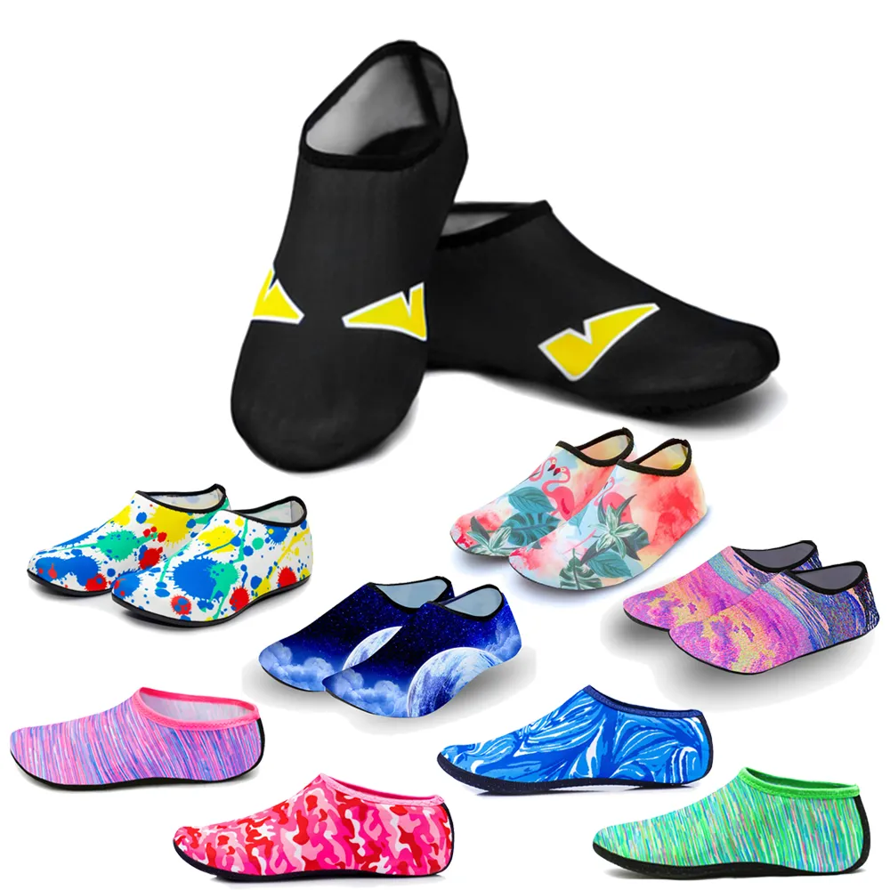 남녀공용 수상 스포츠 비치 수영 양말, 얇은 멀티 프린트, 미끄럼 방지 피트니스 요가 댄스 수영 서핑 다이빙 수중 신발