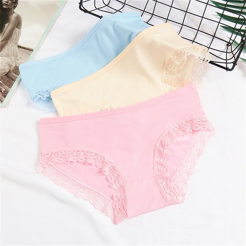 3 Pcs/Lot Girls Lace Underwear Cute Knot Soft Breathable Briefs Young Girl Panties Solid girl Briefs Children Clothes