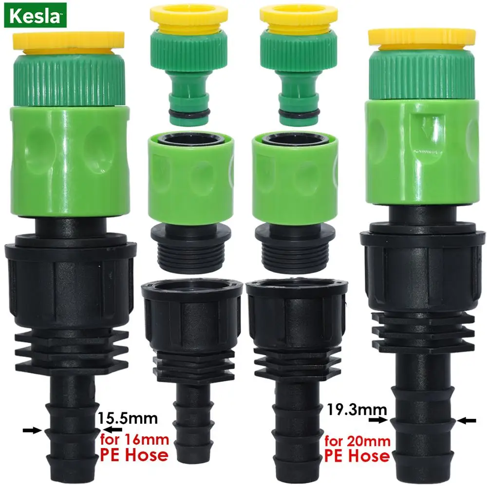 

KESLA 3/4" Female Thread Connector To Barb 16mm 20mm PE Hose Adapter w/ 1/2'' & 3/4'' Tap Fitting Drip Irrigation System Garden